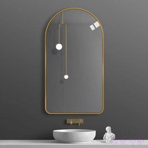 MEIISEO 원형 인테리어 욕실 화장대 벽거울 호텔 거울 화장실 메이크업 거울 확대 미용 거울 전면 접이식 거울, 골드 라운드 모서리_50*160cm