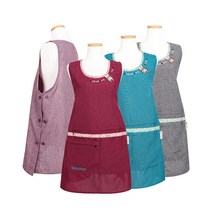 폴리 아롱이 넥라인 포인트 큐트 앞치마, 블루