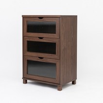 사토스토리지퍼니처 트래비 3단 글라스 수납장 (월넛 오크), 오크, 색상:오크