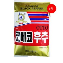 [더착한푸드]흑후추가루(코메코 200g) 5개 식자재마트 대용량 업소용 백후추 후추가루 후추분 흑후추 가루, 200g