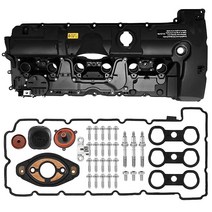 TEMSONE 11127552281 풀 알루미늄 엔진 밸브 커버 업그레이드 키트 BMW 128i 328i 528i 328xi 528xi xDrive X3 X5 Z4 2006 200, Black