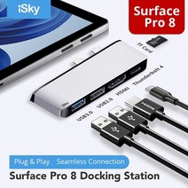최신ISky for Microsoft Surface Pro8 어댑터 프로 8 표면 독 스테이션 USB3.0 TF 허브 포트 복제기 프로 8, 04 Silver-HDMI