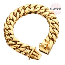 대형견 골드체인목줄 두꺼운스테인레스목걸이 강아지줄 개목걸이 도베르만 불독 산책리드줄, 골든_너비 : 30MM 긴 65CM