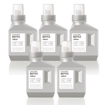 꿈꾸는 키친 세탁 세제 소분 용기 400ml 5P + 방수 라벨지 5P, 그레이 1세트
