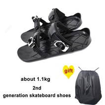 인라인스키 짧은 숏 스키 미니 눈을위한 스케이트 보드 Snowblades 조정 가능한 바인딩 Snowfeet 휴대용 신발, 하나의 크기는 모두 맞는, 2위