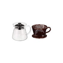 카리타 Kalita 커피 서버 웨이브 시리즈 300ml 1~2인용 G #31253 & 커피 드리퍼 도기제 1~2인용 브라운 101-로토 #01003[세트 구매]