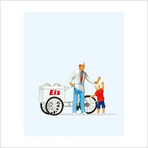 Preiser 28126 디오라마 미니어처 테라리움 아이스크림 가판대 매점 판매원과 손님 사람 피규어 모형 1:87 사이즈