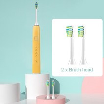 오랄비호환 필립스호환 오아호환 전동칫솔모 Banyouhong-소닉 전동 칫솔 울트라 소닉 IPX7 방수 스마트 90, 한개옵션1, 08 Yellow  2 head