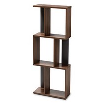 Baxton Studio 148-8257-AMZ Vivace Display Bookcase Walnut Brown/Dark Grey, 1