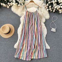 해외여행원피스 동남아원피스 민소매 휴가 스트라이프 멜빵 얇은 30 40대 수입 끈나시