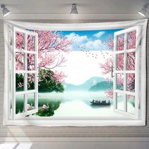 울타리 안전망 메쉬휀스 모조 창 숲 풍경 그림 태피스트리 벽걸이 보헤미안 사이키델릭 만다라 홈 장식, 12.1 - 180x230cm