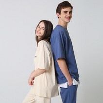 모즈모즈 M-4XL 컬러칩 로고 자수 오버핏 반팔티셔츠