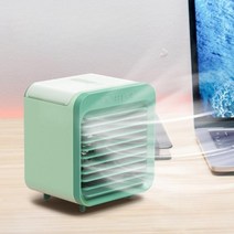 작은방에어컨 무시동 미니 에어컨 이동식 실외기 없는 일체형 캠핑용 수냉식 선풍기 소형 팬 가습 스프레이 데스크탑 냉각 쿨러 휴대용 기숙사 에어컨 미니, 초록