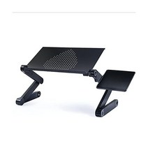 Hiermi 알루미늄 노트북 책상 접이식 스탠드 마우스 패드 포함 열 통풍구가 있는 인체 공학적 랩 데스크 (마우스 없음)