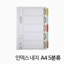 INDEX PVC 인덱스 내지 종이 A4 5분류 속지 화일