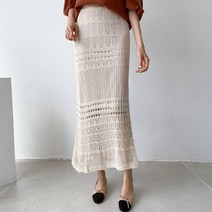 이유무무 NQ-084 펀칭 니트 롱 스커트