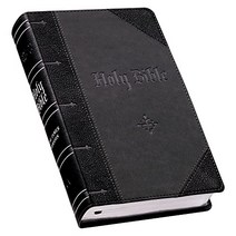 KJV 성경 거대한 인쇄 표준 크기 인조 가죽 레드 레터 에디션 - 리본 마커 킹 제임스 버전 블랙/그레이