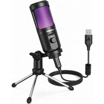 정품 PC용 MAONO USB 게이밍 마이크 이득 손잡이가 있는 컴퓨터 콘덴서 RGB 조명 녹음 팟캐스팅 스트리밍용 삼각대 스탠드 PS5 PS4 Mac 노트북 데스크탑(P, BLACK