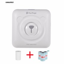 PeriPage A6 휴대용 미니 블루투스 바코드 라벨프린터, 1세트, 화이트+1*일반 용지+3*부착 가능 용지