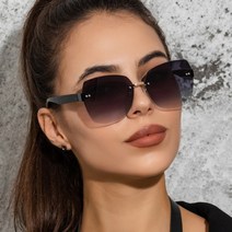 디자인 선글라스 패션 소품 남녀 공용 Oulylan 무테 선글래스 여성 Luxury Brand Designer Gradient Sun Glasses for Ladies 트리밍 Fr