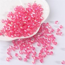 크리스탈 마름모 비즈 아크릴 Bicone 스페이서 비드 반짝이 진주 팔찌 DIY 쥬얼리 만들기 100 개 6mm, [05] AB Pink
