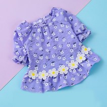 데이지 드레스 애완 동물 옷 개 고양이 여름 꽃 공주 포메 라니아 Bichon 테디 작은 얇은 치마 용품, 02 보라색_02 S