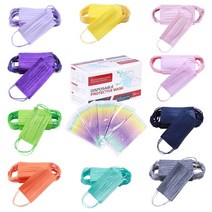 오늘출발 한장씩 포장 파스텔 50장 레인보우 깔맞춤 칼국수끈 마스크 혼합 연보라 진보라 핑크 코랄핑크 그레이 블루 노랑 민트 연두 오렌지, REAL레인보우, REAL레인보우, 1박스