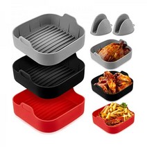5 Pcs Air Fryer Silicone Pot 8 Inch Liners Square Basket with Mitts for Replacement of Parchment Pap