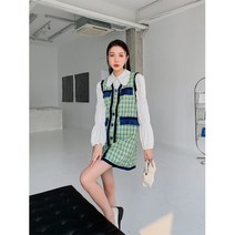 카라넥 셔츠 그린 런닝 여성 2022 초 가을 학원 무드 보카시 태슬 와이드 루즈핏 디자인감각 베스트 4813722853