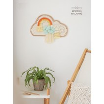 마크라메 재료 무지개 구름 핸드위빙 DIY 키트 위빙틀 타피스트리, 1개