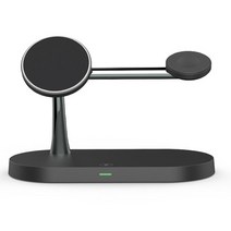 고속 무선 충전기3인 1 아이폰 애플 워치 에어팟 프로 2 무선 충전기 고속 iPhone, 06 Black