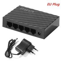와이파이 네트워크 네트워킹 미니 5 포트 데스크탑 1000 Mbps 스위치 기가비트 고속 RJ45 이더넷 스위처 LAN 스위칭 허브 어댑터 전이중 교환, [03] Black EU PLUG