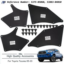 Toyota tacoma 2005-2020 용 펜더 라이너 스플래시 실드 앞치마 씰 머드 플랩 머드 플랩 머드 가드 가드 스커트 (클립 리테이너 포함), 없음