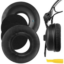 Geekria Protein Leather 교체용 이어패드 호환 가능 Sennheiser HD25-1 HD25-II HD25SP HD25SP-II 헤드폰 이어 쿠션 이어컵, 블랙