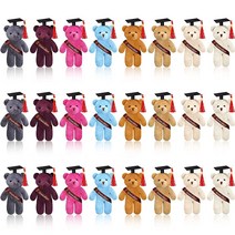 24피스 미니 베어 11.9cm(4.7인치) 작은 곰 인형 벌크 부드러운 봉제 동물 DIY 키체인 발렌타인 데이 생일 베이비 샤워 웨딩 파티 선물 (밝은 색상 클래식 스타일), Cap Style, Bright Colors