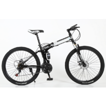 MTB 입문용 접이식 카본 프레임 산악 자전거 24인치 26인치, 24단, 27.5인치, 스포크 휠 - 흑백