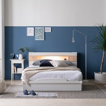 동서가구 세린 편백선반 LED 평상형 퀸 수납침대 (9존독립매트리스), 화이트