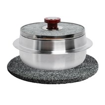 [원조장수곱돌] 명품 국산 주물곱돌솥+고급 곱돌 받침 가마솥밥맛 누룽지 뚝배기, 중 (190x100mm), 주물곱돌솥