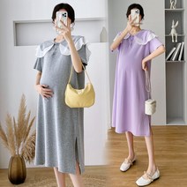 Yichuo 임부 여름 반팔 패션 인형 넥 그물 원피스