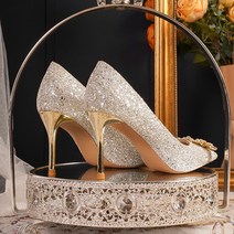 본식 결혼식 셀프 웨딩슈즈 6cm 8cm 글리터 파티 돌잔치 약혼식 드레스 웨딩힐