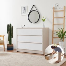 홈인홈 메가 칸칸이 3단 서랍장 1000 CB013, 오크화이트