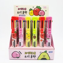 1000 과일친구들 8색볼펜 24개입 1박스-캐릭터 멀티볼펜