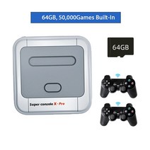 게임기 레트로 월광보합 슈퍼 콘솔 X 프로 4K 비디오 게임 TV 박스 지원 62000 아케이드/MAME/PSP/PS1/N64 2.4g 무선 2Gampads, CHINA, 64G 50000games_EU