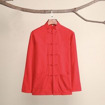 목인장 정권도 쿵푸 영춘권 샌드백 Umorden-면 전통 중국 당나라 정장 상의 의류 남성 긴 소매 쿵푸 태극, 04 red_01 M(165)