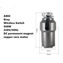 560W 주방 쓰레기 처리 분쇄기 음식물 스테인레스 스틸 그라인더 가전 식품, 12 A802 Gray Wireless
