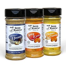 Seed Ranch 식물 기반 체다 갈망 2팩 비건 치즈 파우더 영양 효모 시즈닝 견과류 없음 유제품 글루텐 전체 30 저탄수화물 팔레오 케토, 버라이어티 3팩_7온스/4온스/4온스