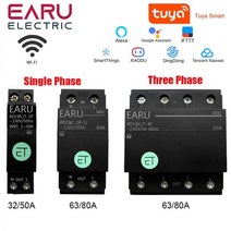 P+ 와이파이 스마트 회로 차단기 AC00-240V00-400V 타이머 릴레이 스위치 앱으로 하우스 음성 원격 제어, Three Phases, 80A