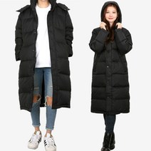 85~110 남녀공용 블랙 오리털 롱패딩 롱코트