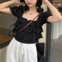 [랜덤플레이] 프릴 캉캉 크롭 블라우스