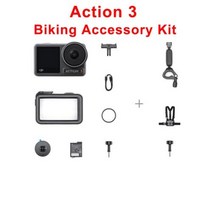스마트폰 3축 짐벌 손떨림 보정 DJIOsmo 액션 3 4K120fps 슈퍼 와이드 FOV 수평 스테디 내한성 오래 지속되는 방수 듀얼 터치 스크린 카메라, 없음, Biking Accessory Kit+No SD Car
